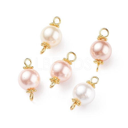 Shell Pearl Bead Connector Charms PALLOY-JF01349-1