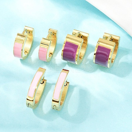 304 Stainless Steel Enamel Hoop Earrings EJEW-K268-20G-03-1