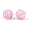 Polymer Clay Rhinestone Beads with Embossed Resin Roses RESI-T059-04I-1