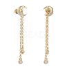 Brass Micro Pave Clear Cubic Zirconia Dangle Stud Earrings EJEW-K083-16G-3