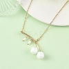 Handmade Lampwork & Cultured Freshwater Pearl Flower Pendant Brass Cable Chain Necklaces for Women NJEW-TA00259-1