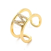 Clear Cubic Zirconia Initial Letter Open Cuff Ring RJEW-A012-01G-M-2