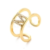 Clear Cubic Zirconia Initial Letter Open Cuff Ring RJEW-A012-01G-M-2