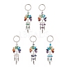 Natural & Synthetic Gemstone Chips Tree of Life with Alloy Wings Pendant Keychain KEYC-JKC00466-1