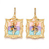 Brass Random Color Glass Pendants KK-Q030-05A-G-2
