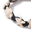 Synthetic Turquoise Starfish & Turtle Braided Bead Bracelet X-BJEW-TA00388-02-3