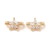 Brass Micro Pave Clear Cubic Zirconia Slide Charms KK-P239-15G-1