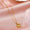 Seashell Pearl Necklace Clear Cubic Zirconia Shell Cage Dangle Necklace Summer Scallop Choker Charm Titanium Steel Jewelry for Women Beach JN1114A-4