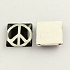 Peace Sign Photo Glass Square Cabochons X-GGLA-S022-10mm-03K-1