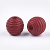 Painted Natural Wood Beehive Beads X-WOOD-S049-04A-06-2