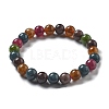 Natural Tourmaline Beaded Stretch Bracelets for Women Men BJEW-F483-03-4