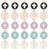 SUNNYCLUE 50Pcs 5 Colors Light Gold Plated Alloy Enamel Pendants ENAM-SC0003-70-1