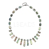 Natural Paua Shell Rectangle Trapezoid Graduated Beaded Necklaces NJEW-JN06353-3