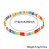 Bohemian Rainbow Glass Flat Double-Hole Bead Striped Women's Stretch Bracelets for Women QS8192-7-2
