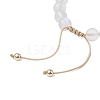 8mm Round Synthetic Moonstone & Shell Pearl Braided Bead Bracelets BJEW-JB10428-5