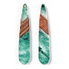 Transparent Resin & Walnut Wood Pendants RESI-ZX017-56-3