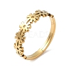 Ion Plating(IP) 304 Stainless Steel Flower Adjustable Ring for Women RJEW-M149-37G-3