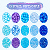 1050Pcs 15 Style Blue Series Transparent & Opaque Acrylic/Plastic Beads MACR-CA0001-10-3