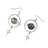 4 Pairs 4 Styles Natural Gemstone & Alloy Pendant Dangle Earrings EJEW-TA00818-4