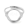 Flat Round Adjustable 925 Sterling Silver Ring Components STER-G042-07P-2