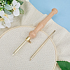 Wood Handle Brass Punch Embroidery Needle Pen & Easy Automatic Threader Set DIY-WH0453-88B-4