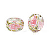Flower Printed Transparent Acrylic Rondelle Beads TACR-S160-01-D04-3