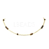 5MM Round Natural Tiger Eye Beads Brass Cable Chain Necklaces for Women NJEW-JN06378-02-3