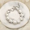 Brass Flat Round Links Bracelets for Women KK-B124-11P-1