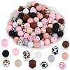 89Pcs Colorful Pattern Printed Silicone Beads Sets SIL-SZ0002-54B-1