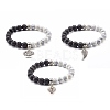 Natural Lava Rock and Synthetic Howlite Round Beads Stretch Bracelet for Men Women BJEW-JB06929-1