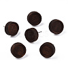 Dyed Wood Flat Round Stud Earrings with 304 Stainless Steel Pin for Women EJEW-TAC0021-13-1