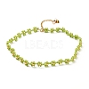 Glass Seed Beaded Flower Necklace with Alloy Enamel Bee Charm NJEW-JN03817-02-1