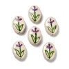 Flower Theme Printed Handmade Porcelain Beads LAMP-D303-06E-04-1
