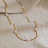 304 Stainless Steel and Imitation Pearl Beaded Chain Necklaces for Women HP4022-1