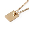Titanium Steel Initial Letter Rectangle Pendant Necklace for Men Women NJEW-E090-01G-21-3