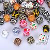 Colorful Pattern Printed Silicone Focal Beads SI-JX0022A-11-2