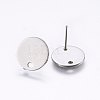 Flat Plate 201 Stainless Steel Stud Earring Findings STAS-I095-04P-B-2