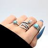 3Pcs Alloy with Synthetic Turquoise Finger Rings FS-WGB916C-07-1