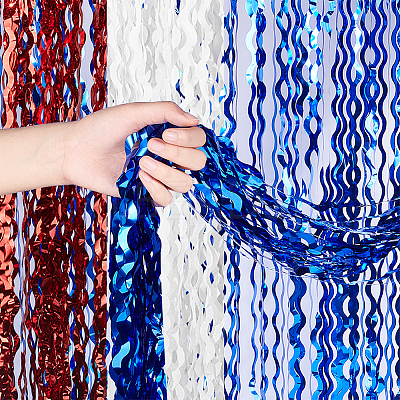 3Pcs 3 Colors Plastic Foil Fringe Curtains AJEW-NB0005-16-1