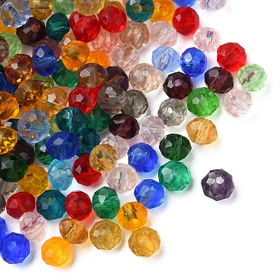 Faceted Rondelle Transparent Glass Beads GLAA-YW0001-84A-1