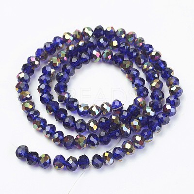 Electroplate Transparent Glass Beads Strands EGLA-A034-T6mm-R12-1