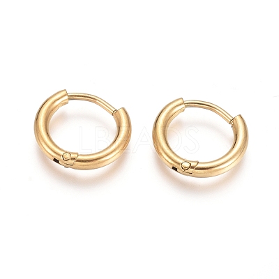 Ion Plating(IP) 304 Stainless Steel Huggie Hoop Earrings X-EJEW-F111A-13mm-G-1