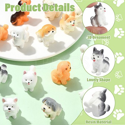 34Pcs 17 Styles Opaque Resin Dog Display Decorations RESI-CJ0005-40-1