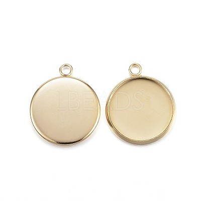Ion Plating(IP) 304 Stainless Steel Pendant Cabochon Settings STAS-G127-13-14mm-G-1