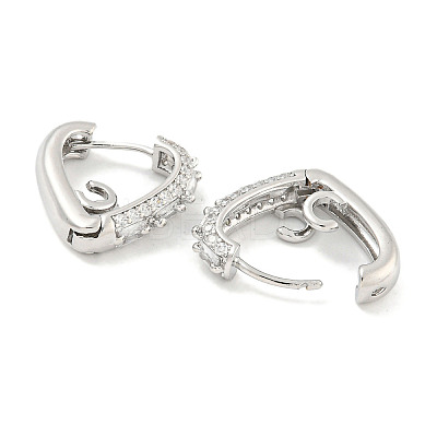 Brass Micro Pave Clear Cubic Zirconia Hoop Earrings EJEW-S228-11P-1