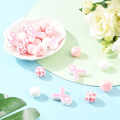 25Pcs 5 Styles Silicone Beads FIND-YW0011-13-1