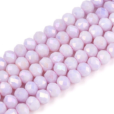 Anti-Tarnish Electroplate Rondelle Glass Beads Strands EGLA-T021-4mm-17-02-1