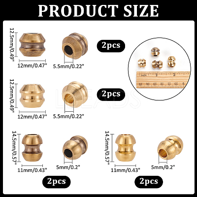 8Pcs 4 Styles Outdoor EDC Tool Brass Parachute Rope European Beads KK-NB0003-64-1