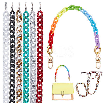 7Pcs 7 Colors Acrylic Chain Purse Bag Handle & Eyeglasses Chains AJEW-PH0001-57-1