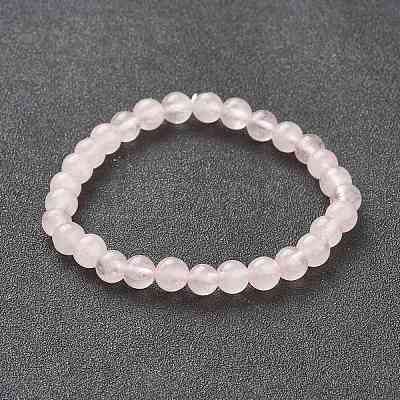 Natural Rose Quartz Beaded Stretch Bracelets BJEW-A117-B-11-1